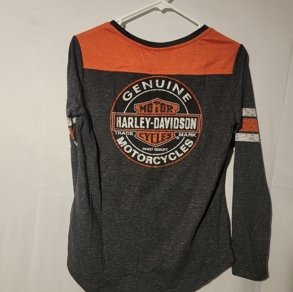 Harley Davidson Women's Genuine Oil Can Henley Women’s Size Petite-Small - Picture 3 of 8